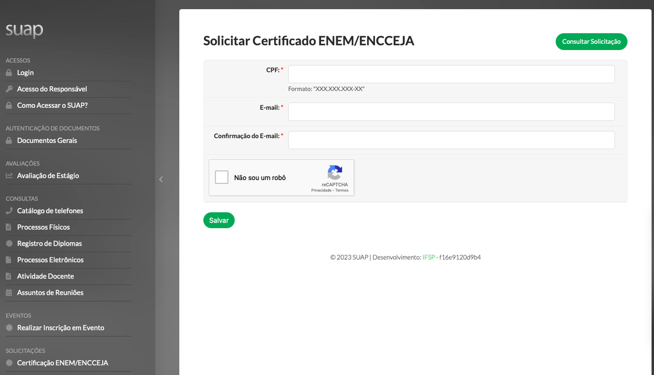 Pegar o Certificado do Encceja Pela Internet: print de tela suas SP 